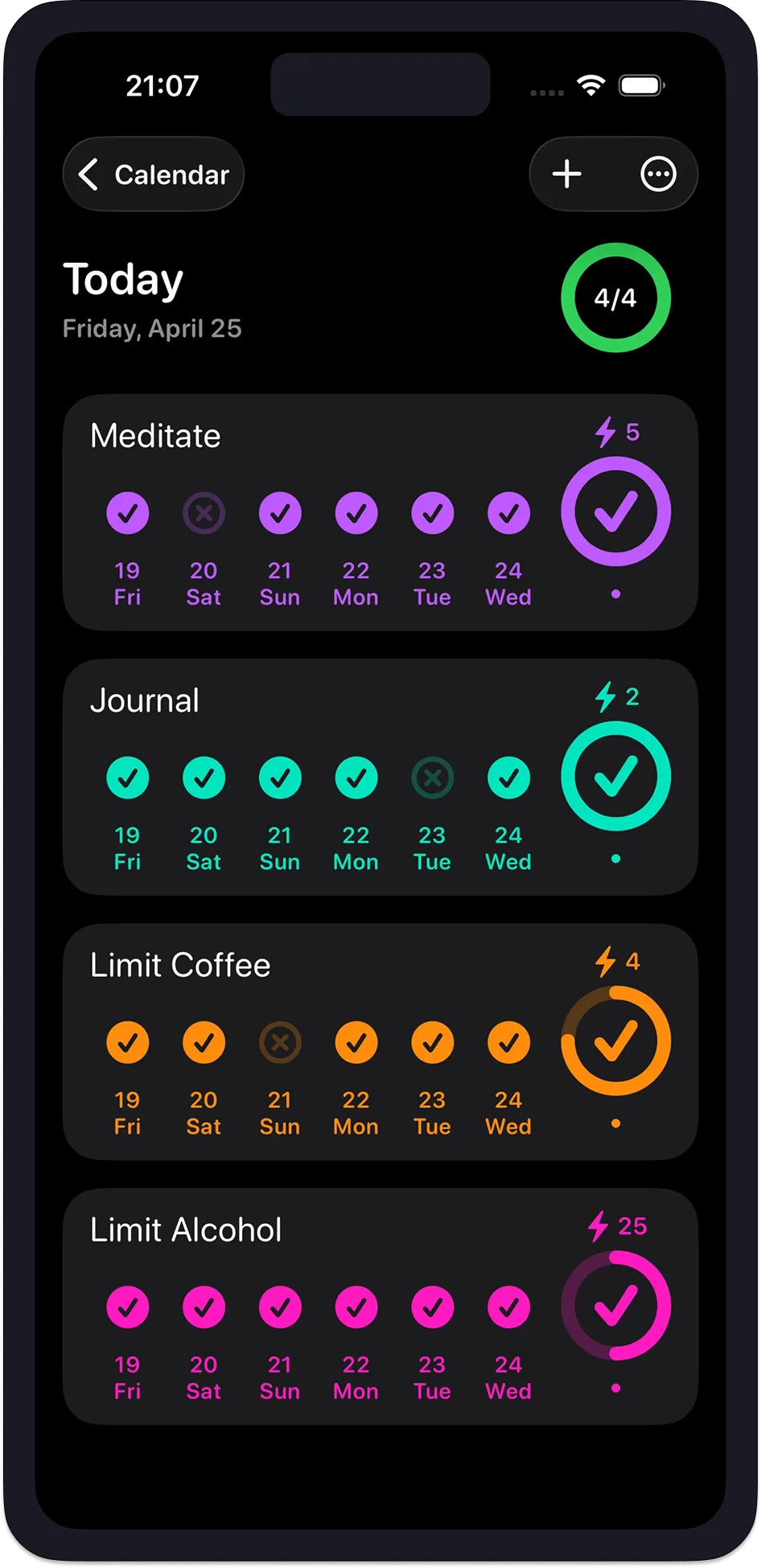 Habits app screenshot 1